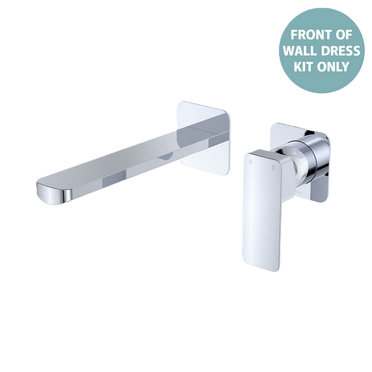 Basin/Bath Wall Mixer Set Square Plates Outlet 200mm Trim Kit Chrome