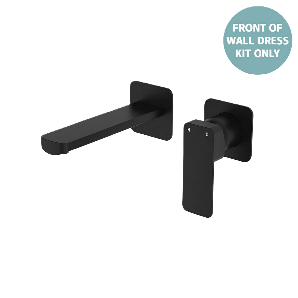 Basin/Bath Wall Mixer Set Square Plates Outlet 160mm Matte Black