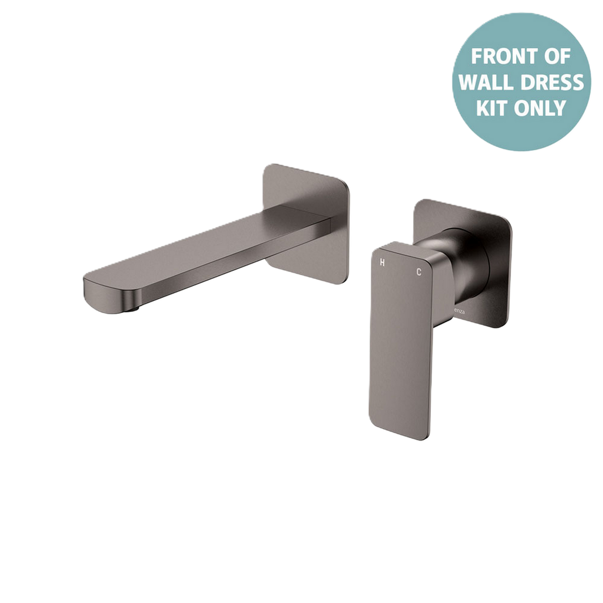 Basin/Bath Wall Mixer Set Square Plates Outlet 160mm Trim Kit Gun Metal