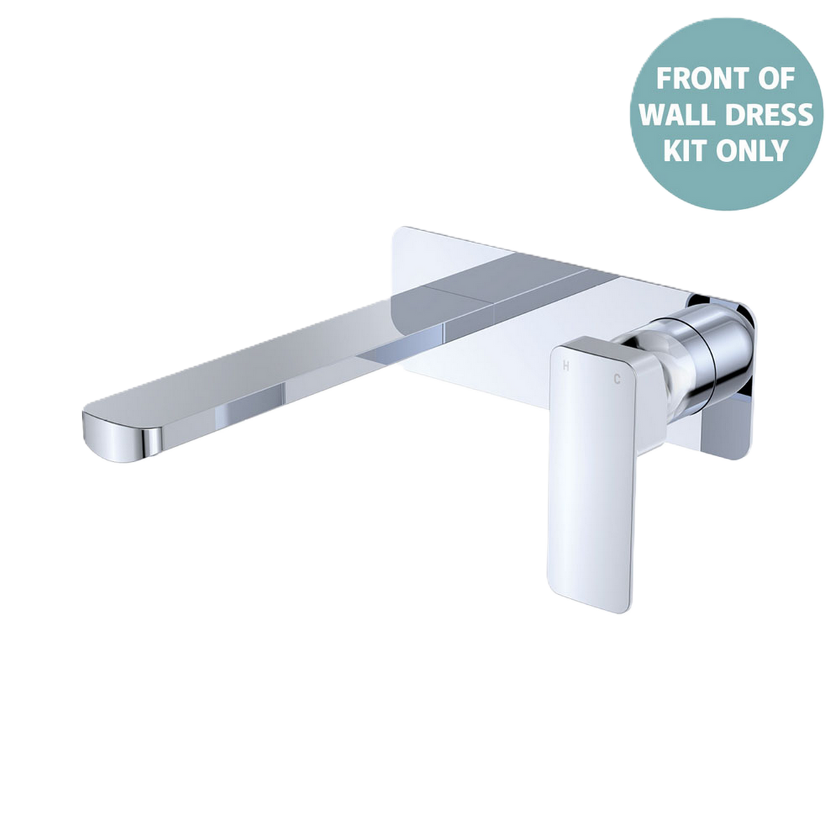Basin/Bath Wall Mixer Set Large Rectangular Plate 200mm Trim Kit Chrome