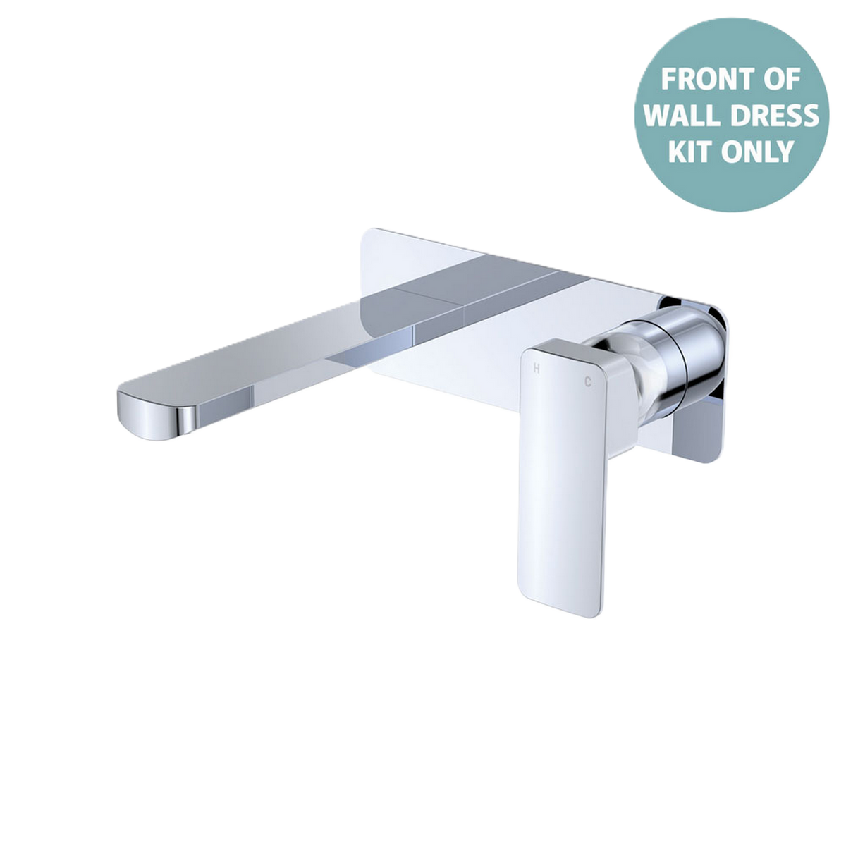 Basin/Bath Wall Mixer Set Large Rectangular Plate 160mm Trim Kit Chrome