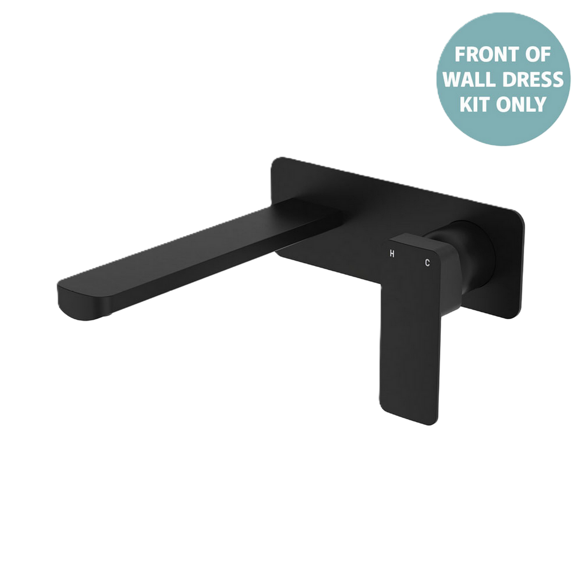 Basin/Bath Wall Mixer Set Large Rectangular Plate 200mm Trim Kit Matte Black
