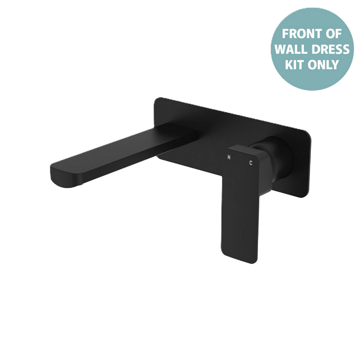 Basin/Bath Wall Mixer Set Large Rectangular Plate 160mm Trim KIt Matte Black