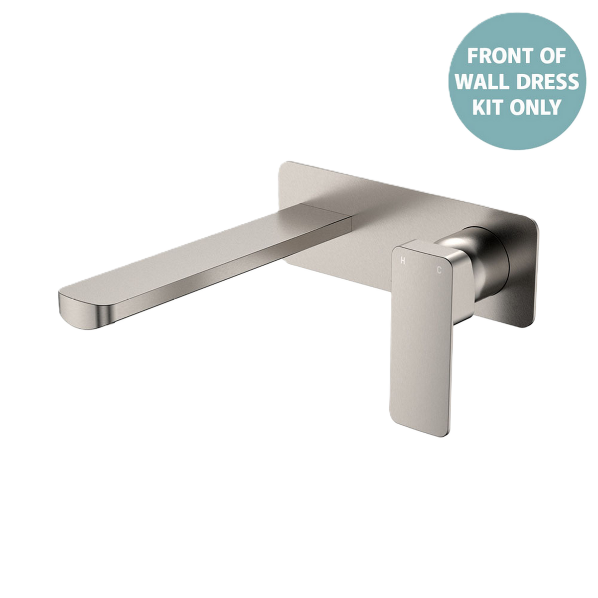 Basin/Bath Wall Mixer Set Large Rectangular Plate 200mm Trim Kit Brushed Nickel