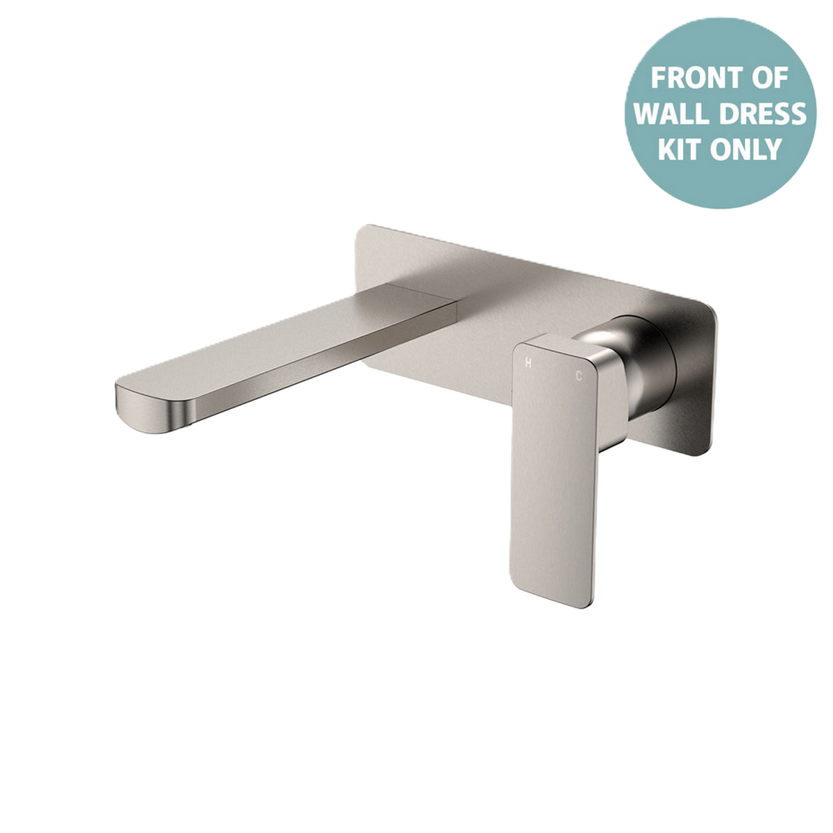 Basin/Bath Wall Mixer Set Large Rectangular Plate 160mm Trim Kit Brushed Nickel