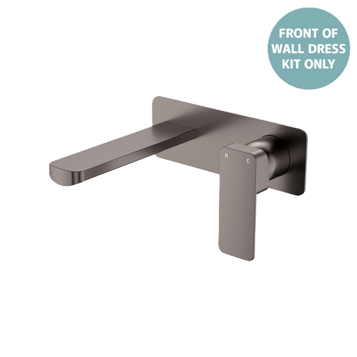 Basin/Bath Wall Mixer Set Large Rectangular Plate 160mm Trim Kit Gun Metal