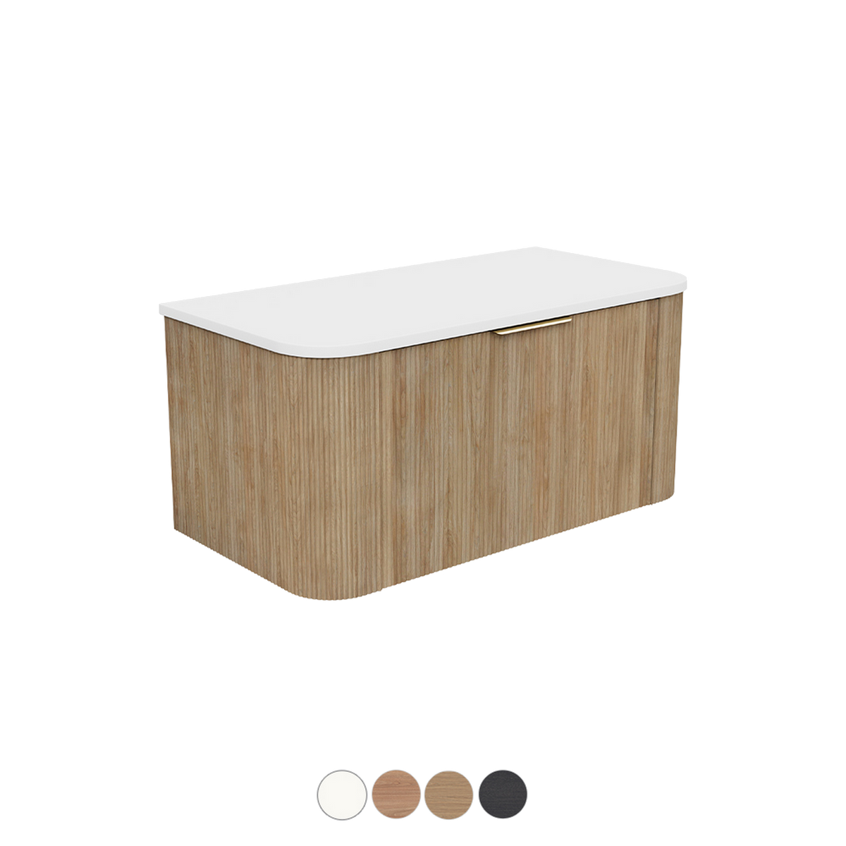 Wall Hung Vanity Curved 900 Single Bowl Stone or Soild Surface Top