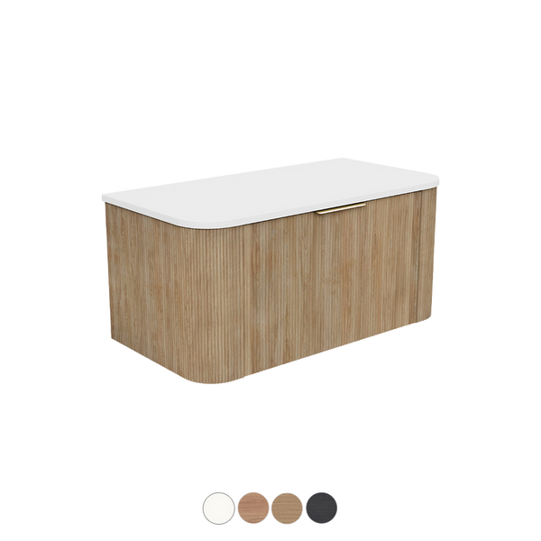 Wall Hung Vanity Curved 900 Single Bowl Stone or Soild Surface Top