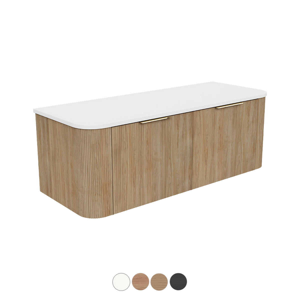 Wall Hung Vanity Curved 1200 Double Bowl Stone or Soild Surface Top