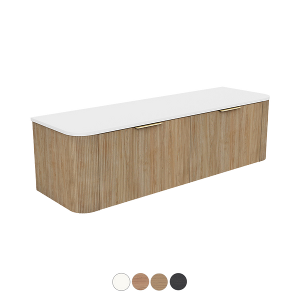 Wall Hung Vanity Curved 1500 Single Bowl Stone or Soild Surface Top