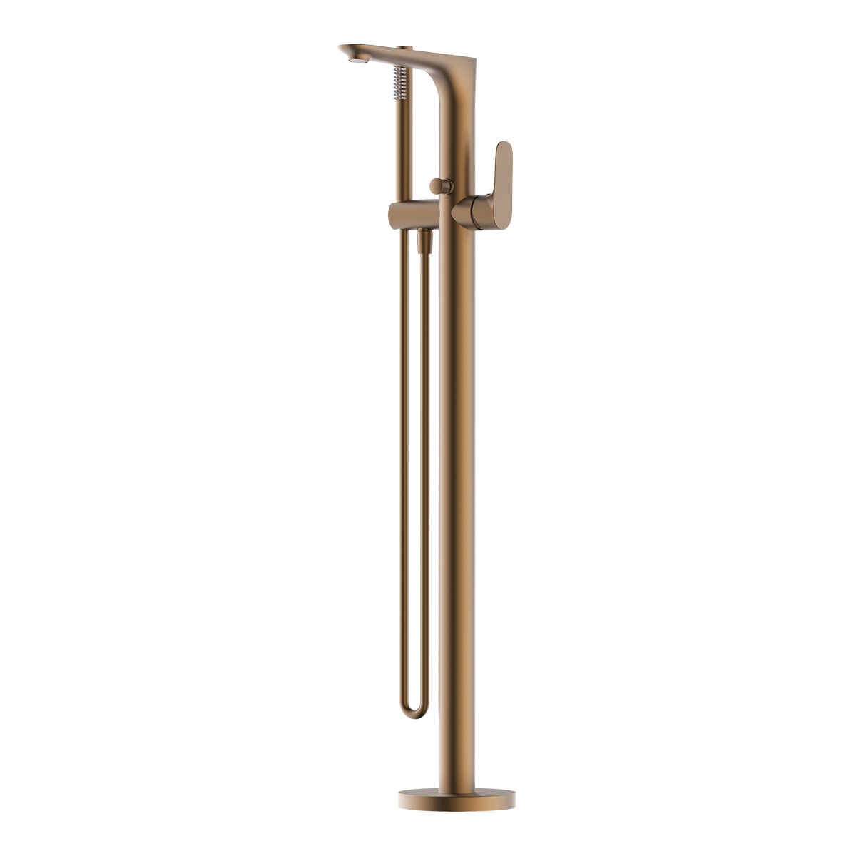 Floor Bath Mixer with Hand Held Shower Brushed Copper