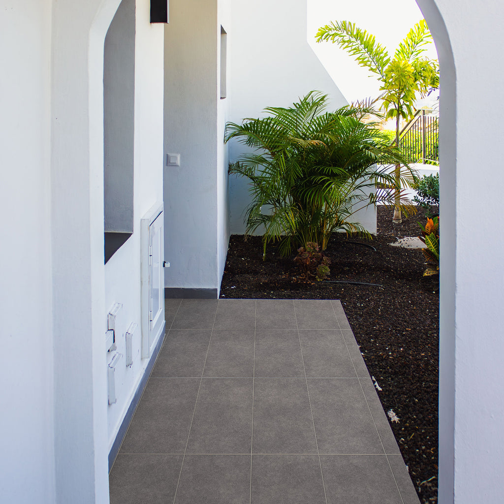 Stone Dark Grey Extra Textured Tile - lifestyle view