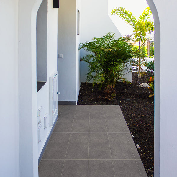 Stone Dark Grey Extra Textured Tile - lifestyle view