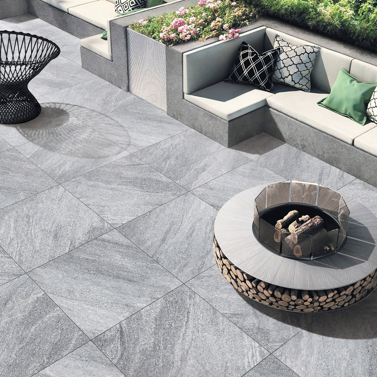 Light Grey Structured Textured Paver - lifestyle view