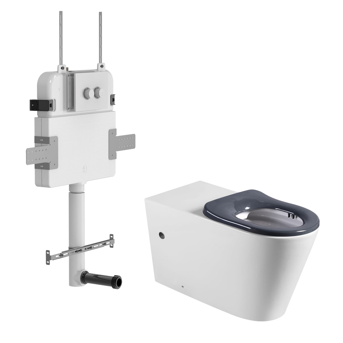Zumi Accessible In Wall Toilet Pneumatic White Plate Gloss White