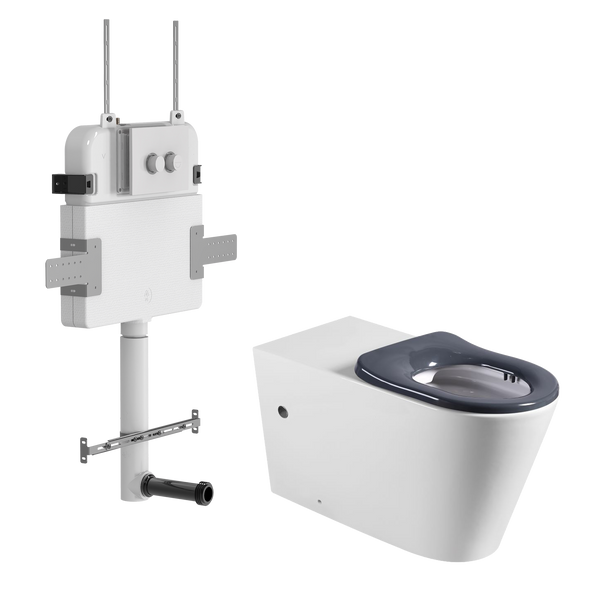 Zumi Accessible In Wall Toilet Pneumatic White Plate Gloss White