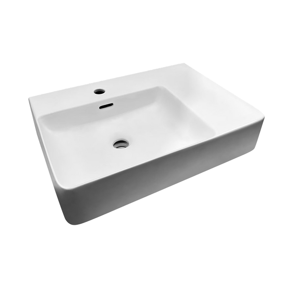 Zumi Accessible Wall Mounted Basin Left Side Gloss White 605x430