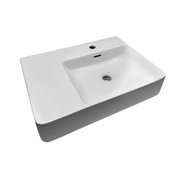 Zumi Accessible Wall Mounted Basin Right Side Gloss White 605x430