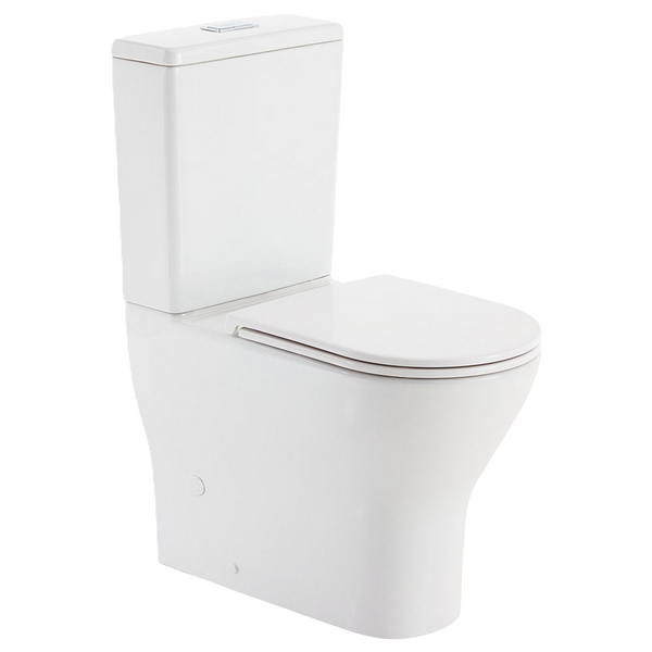 Fienza Tornado Rimless Back To Wall Toilet Suite Slim Seat S-Trap 160-230 Gloss White