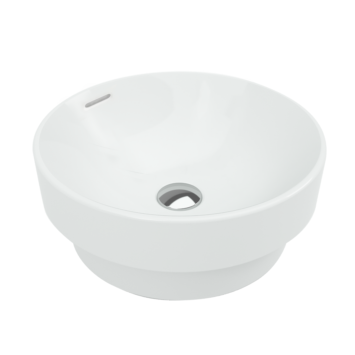 Round Semi Insert Basin NTH Gloss White with Overflow 370