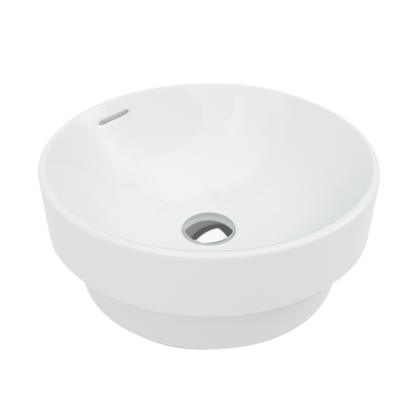Round Semi Insert Basin NTH Gloss White with Overflow 370