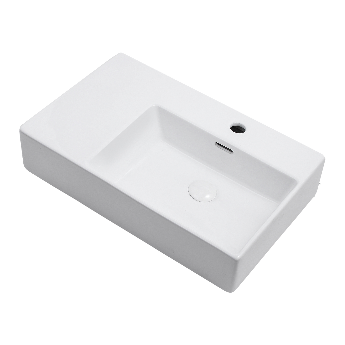 Wall Mounted Basin 1TH Right Hand Bowl Gloss White 600x420