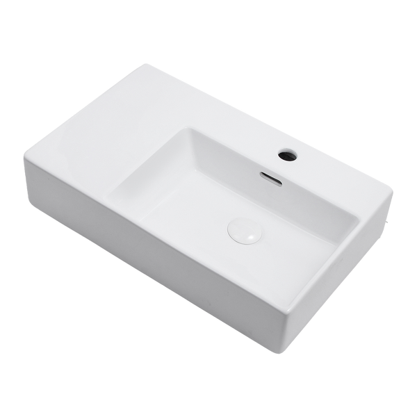 Wall Mounted Basin 1TH Right Hand Bowl Gloss White 600x420
