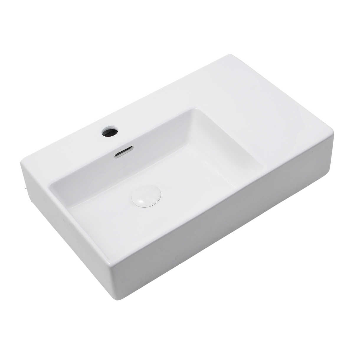 Wall Mounted Basin 1TH Left Hand Bowl Gloss White 600x420