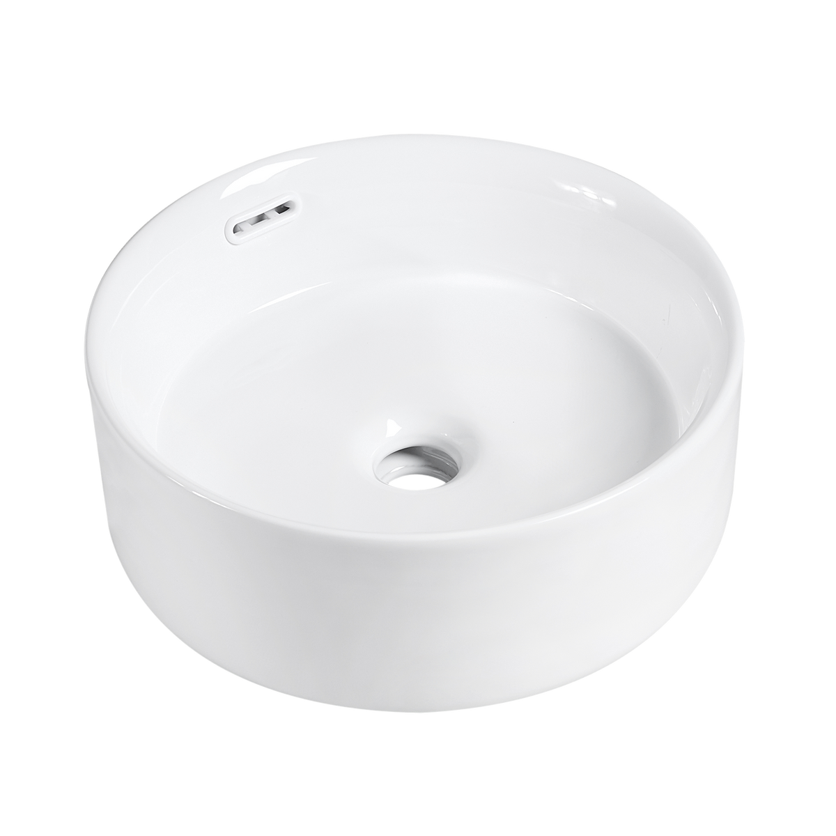 Round Vessel Basin NTH Matte White with Overflow 360