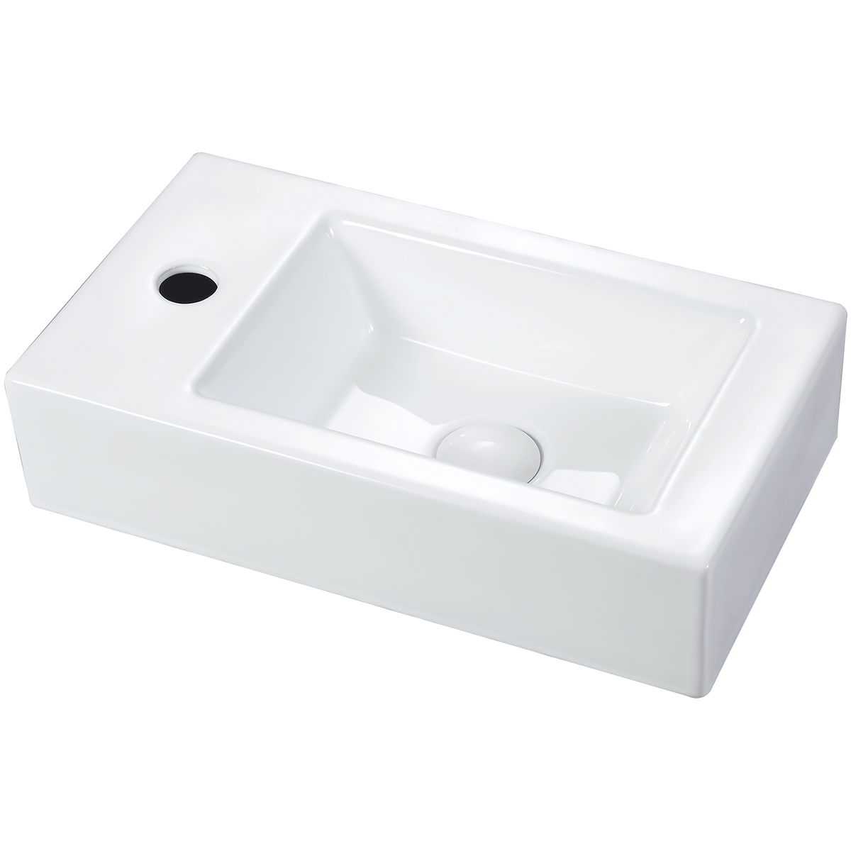 Wall Mounted Basin 1TH LHB Gloss White with Overflow 460x255