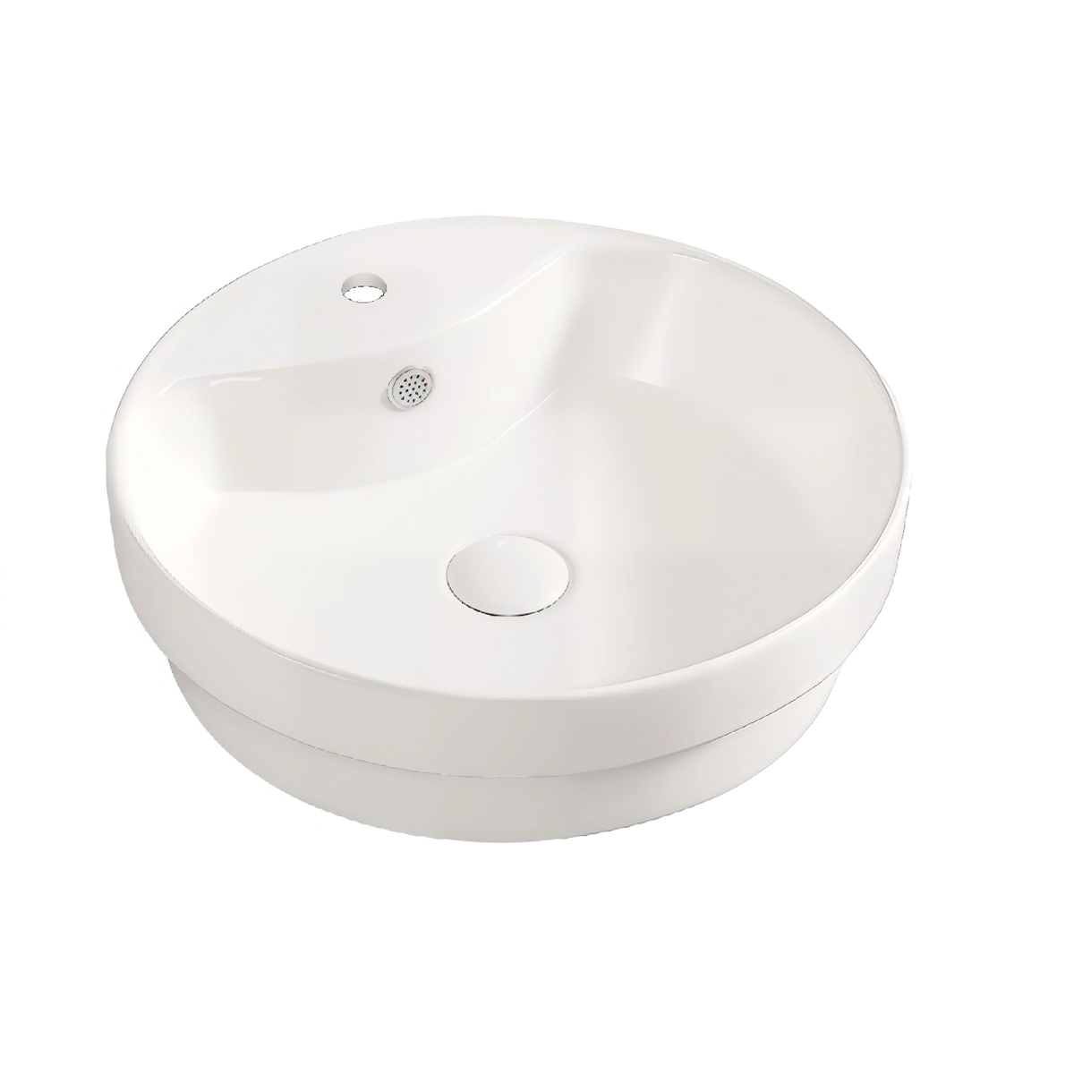 Round Semi Inset Basin 1TH Gloss White 460