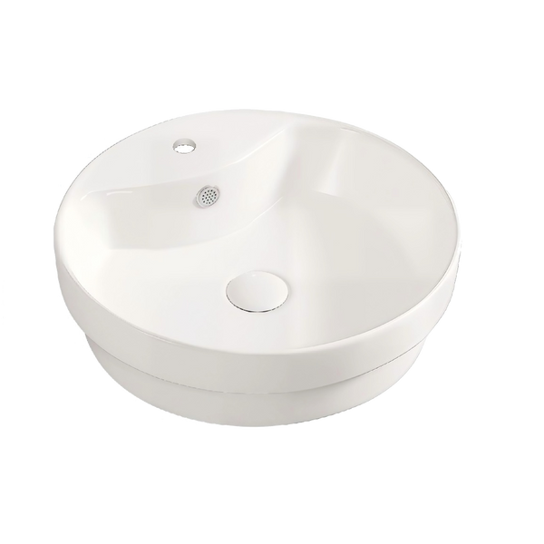 Round Semi Inset Basin 1TH Gloss White 460
