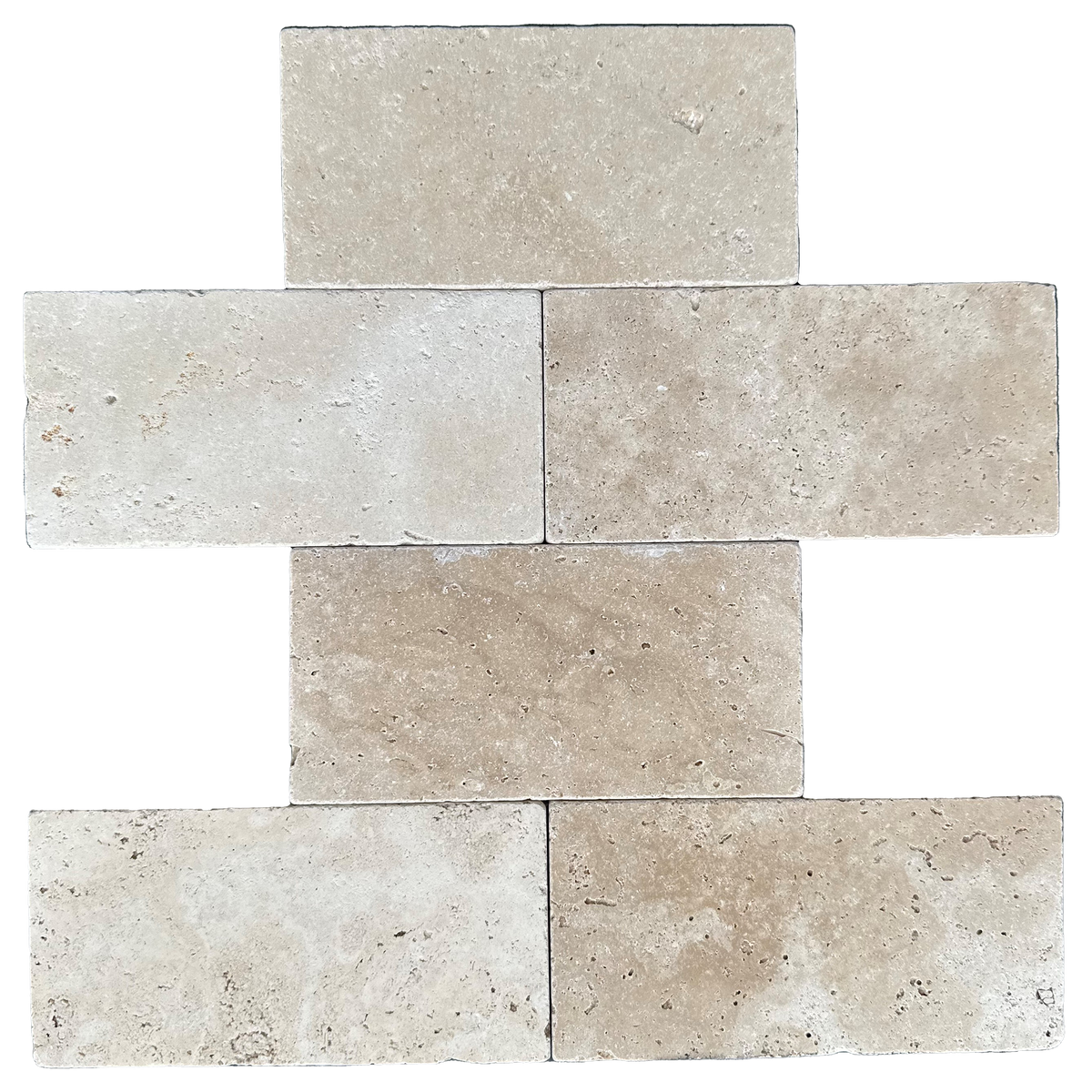 Natural Travertine Brick Tumbled Matt Mosaic (Pack of 4)