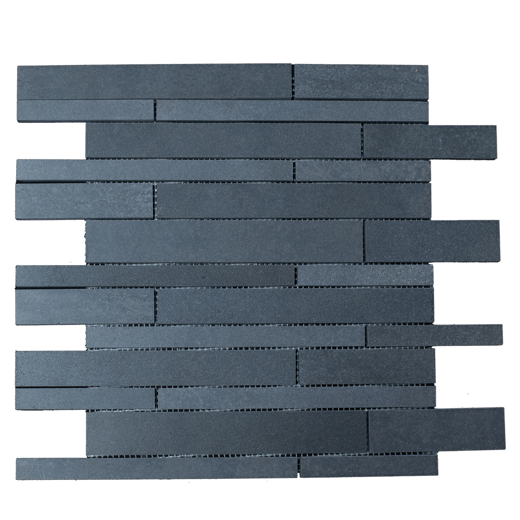 Natural Stone Ash Basalt Interlock Sticks Honed Mosaic (Pack of 4)