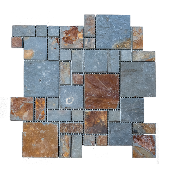 Natural Slate Multicolour Small Matt Mosaic (Pack of 4)