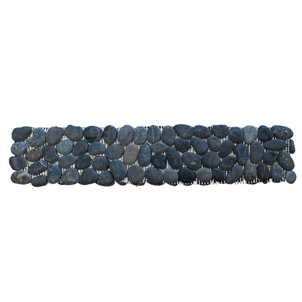 Natural Stone Black Lava Pebble Border Matt Mosaic (Pack of 3)