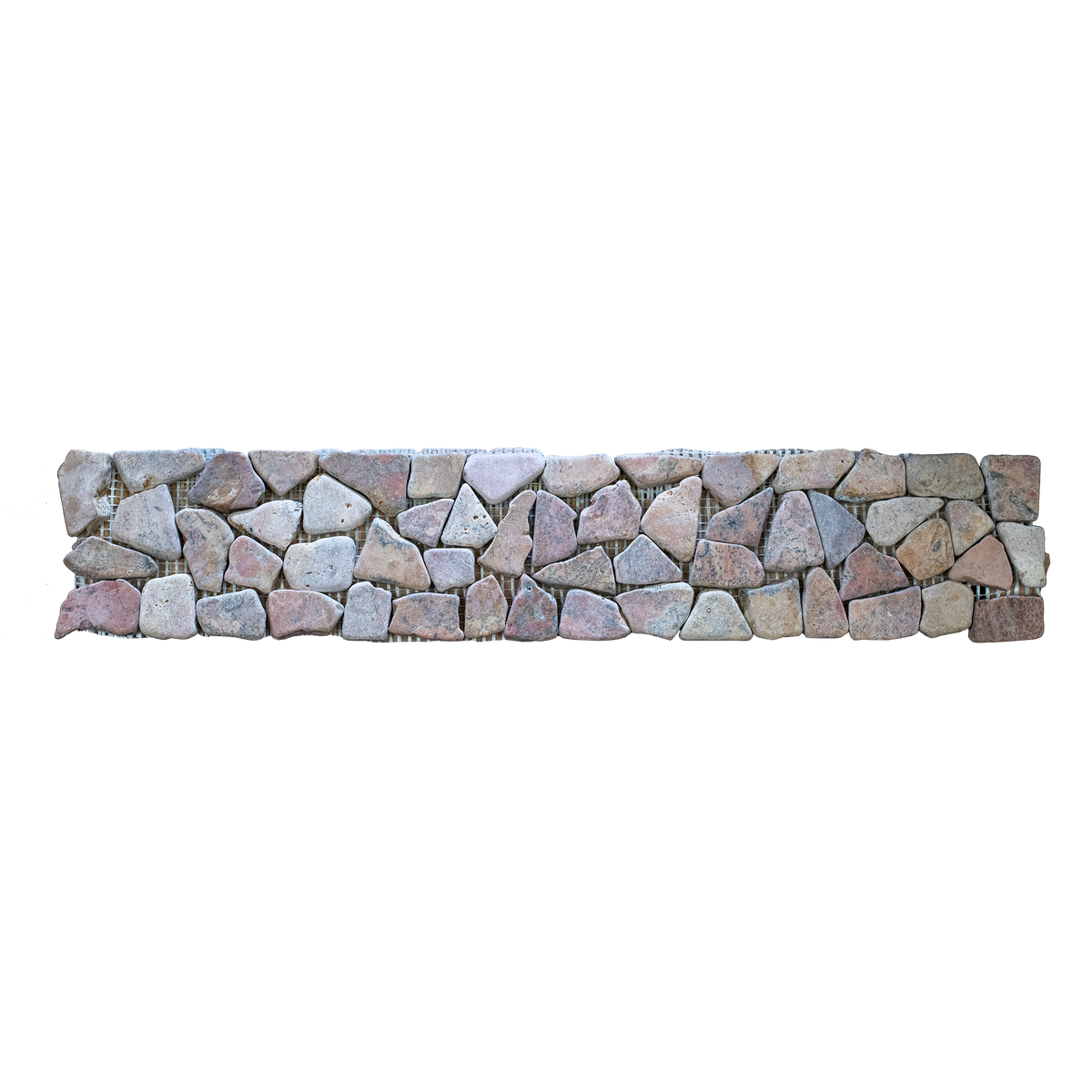 Natural Stone Red-Brown Marble Border Matt Mosaic (Pack of 3)