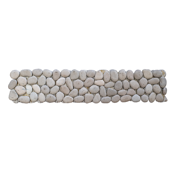 Natural Stone Tan Limestone Pebble Border Matt Mosaic (Pack of 3)