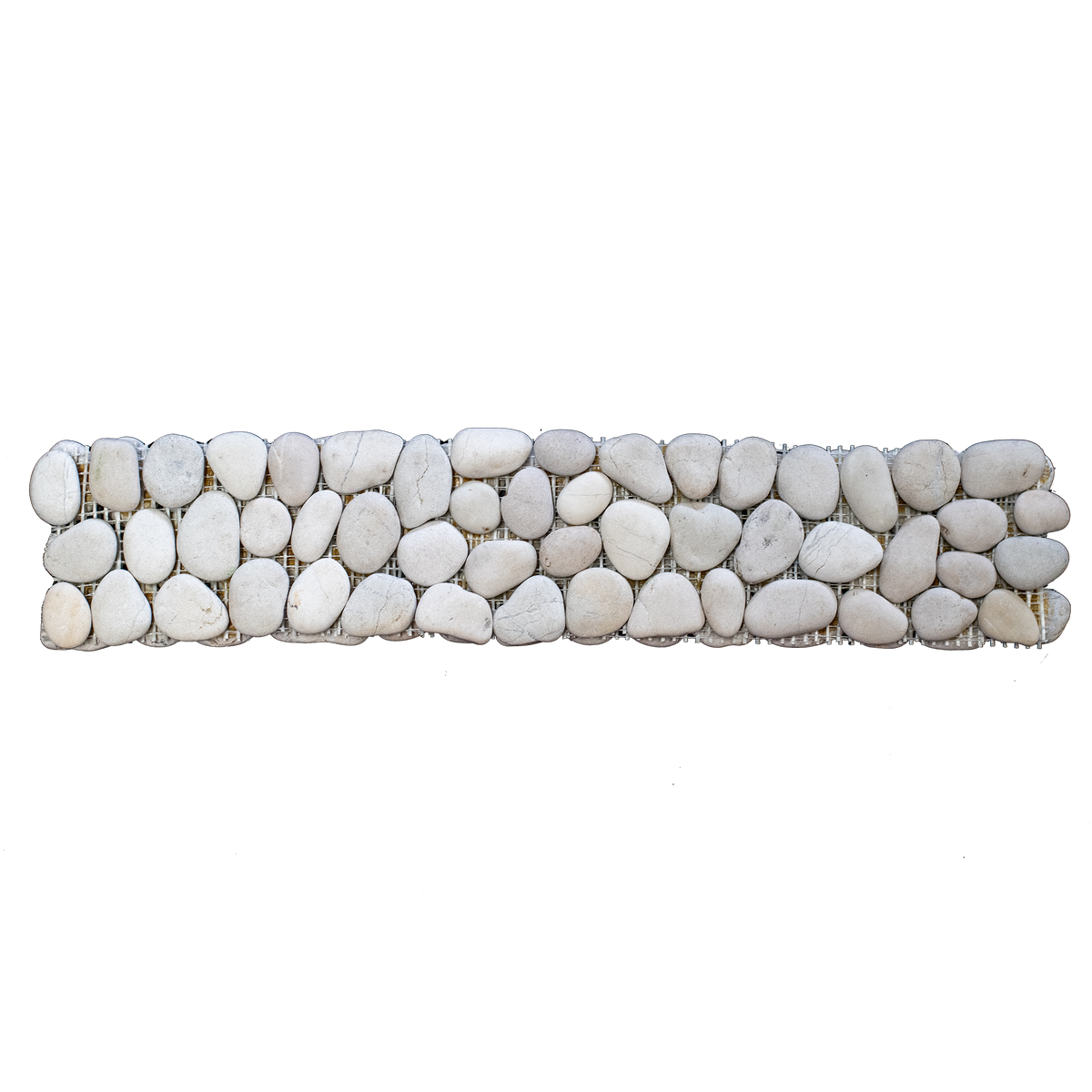 Natural Stone Ivory Limestone Pebble Border Matt Mosaic (Pack of 3)