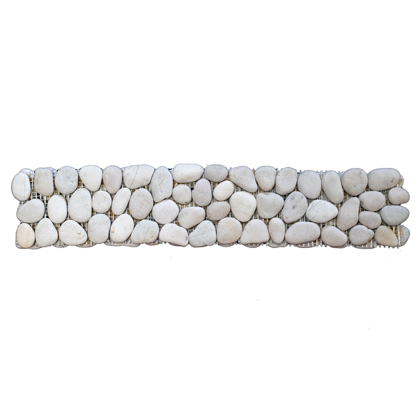 Natural Stone Ivory Limestone Pebble Border Matt Mosaic (Pack of 3)