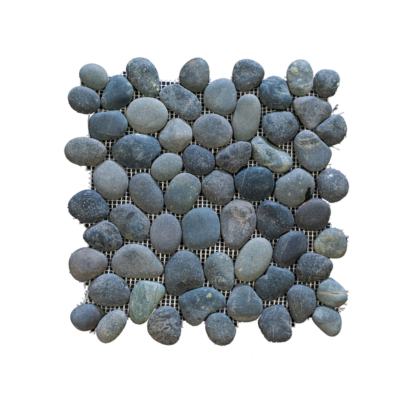 Natural Stone Black Lava Pebble Matt Mosaic (Pack of 4)