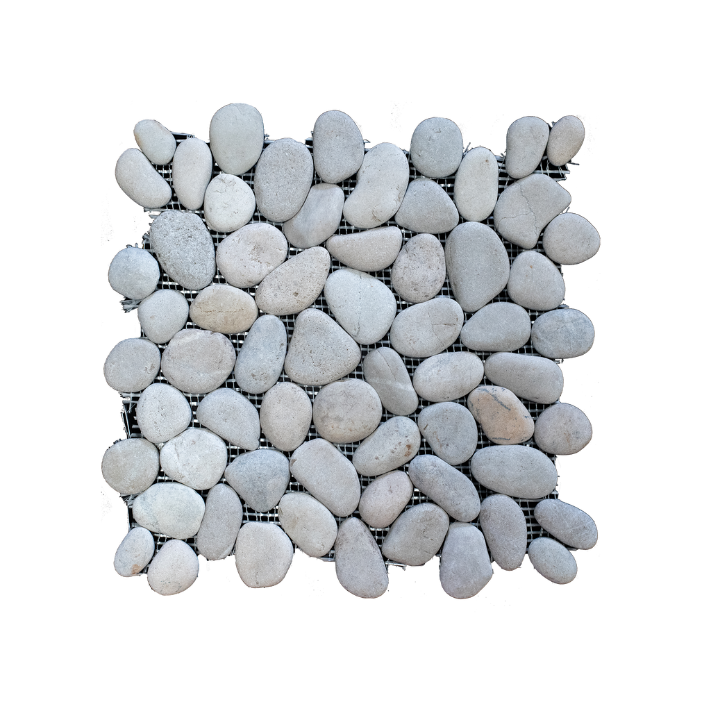 Natural Stone Tan Limestone Pebble Matt Mosaic (Pack of 4)
