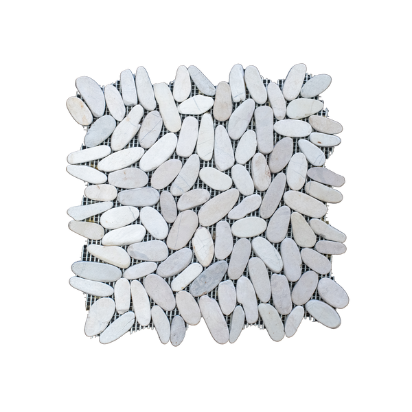 Natural Stone Ivory Limestone Slice Pebble Honed Mosaic (Pack of 4 )