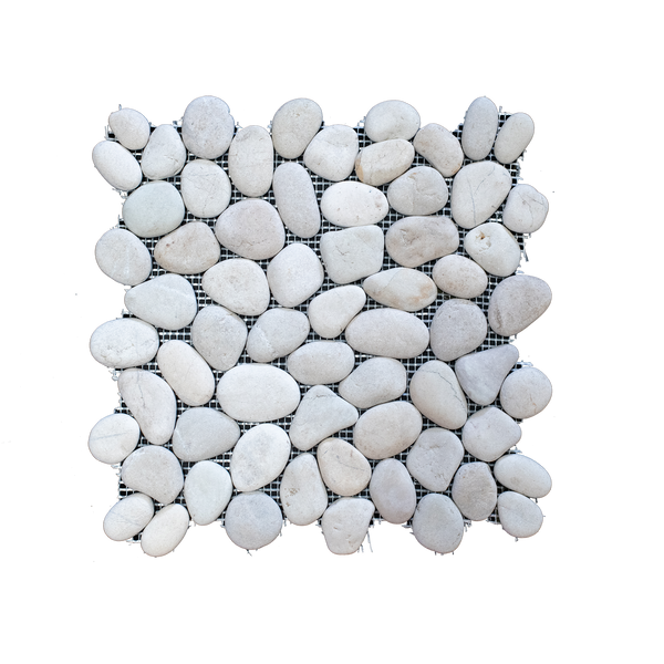 Natural Stone Ivory Limestone Pebble Matt Mosaic (Pack of 4)