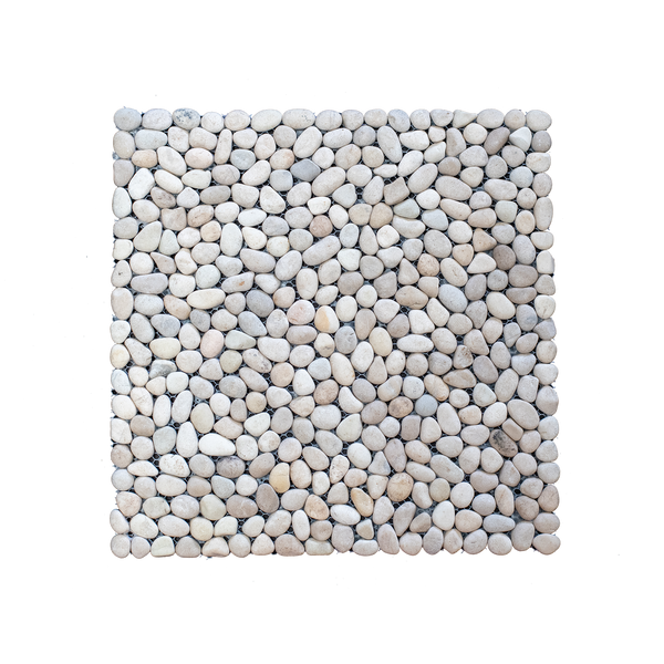 Natural Stone Ivory Limestone Pebble Mini Matt Mosaic (Pack of 4)