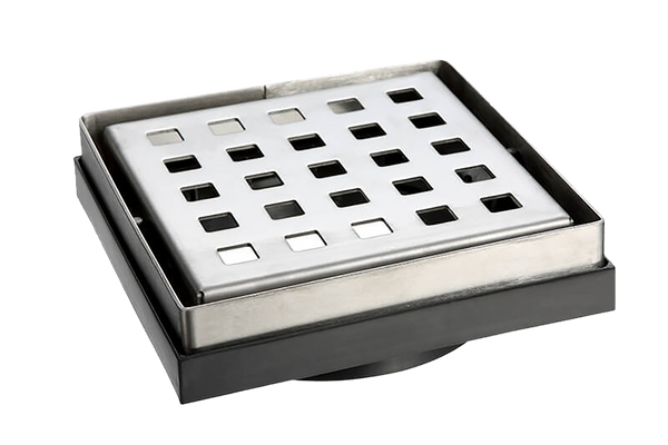SS Sq Grate 130x130x80mm PVC Base