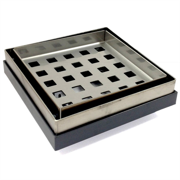 SS Sq Grate 130x130x100mm PVC Base