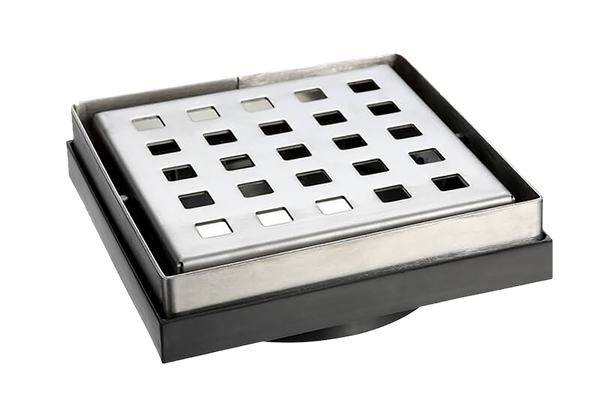 SS Sq Grate 130x130x100mm PVC Base