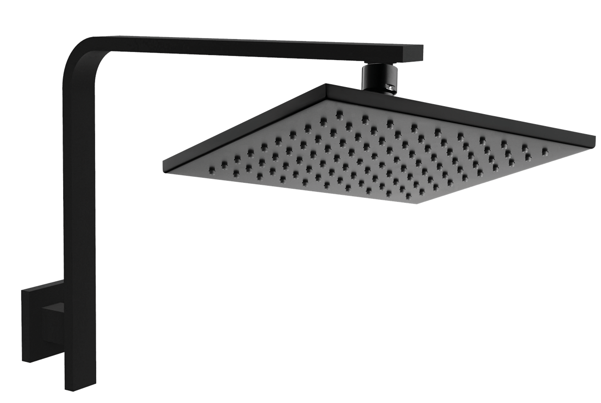 Overhead Wall Shower Upswept  Matte Black