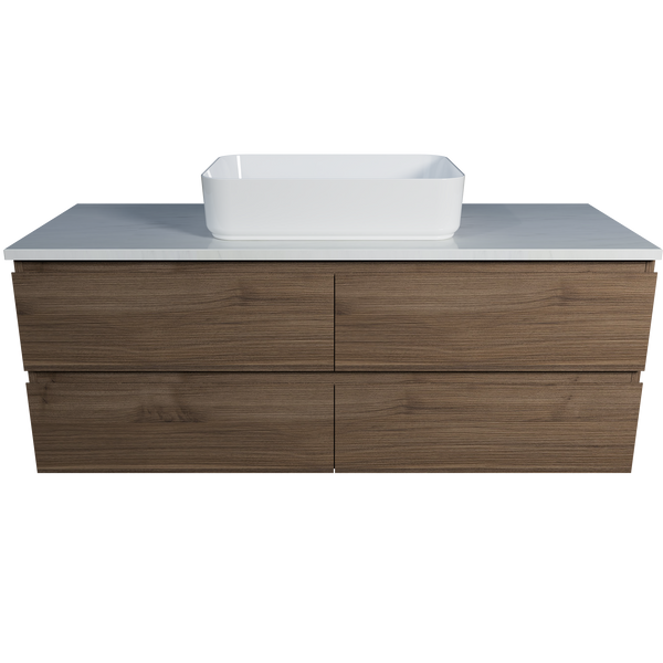 Vanity 1200 Wall Hung Drawers Only with Basin & Silk Surface Top